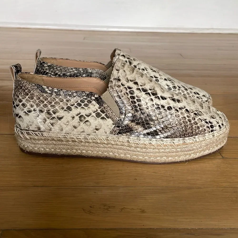 Schutz Fadia Snake Print Platform Espadrille Size 9